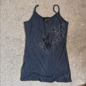 Navy Blue Graphic Spaghetti Strap Tank Top